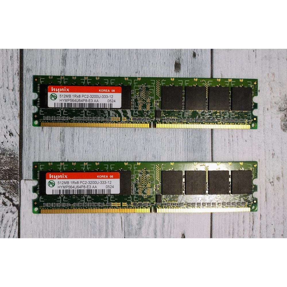 Hynix Korea 08 512MB 1Rx8 PC2-3200U-333-12 DDR2-400 CL3 (2 Pack) DIMM Memory